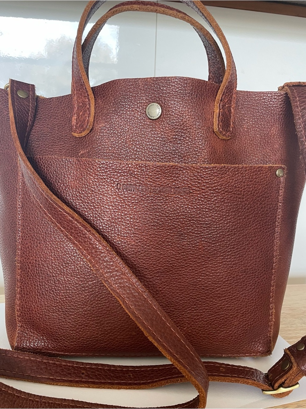 Portland leather - Mini Crossbody Snap- Nutmeg